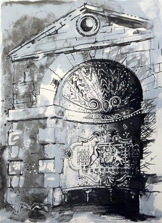 § John Piper (1903-1992) The Pebble Alcove, Stowe, Kelpra Studio 1986 (Levinson 386) 31.5 x 22.5in.